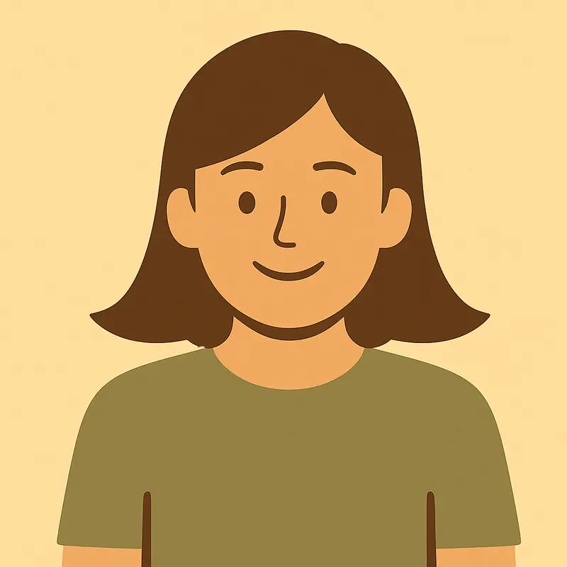 Ilustración digital de una mujer sonriente en primer plano, con fondo claro y ambiente cálido y acogedor.