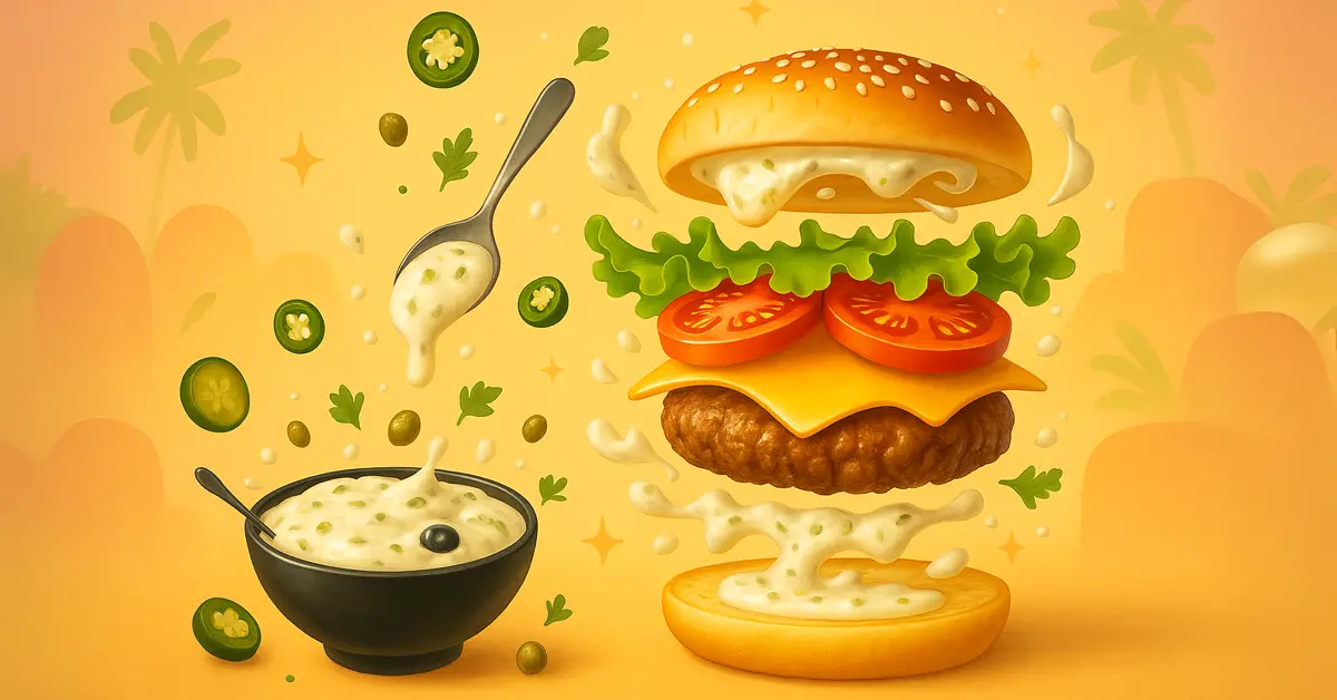Salsa casera estilo Street Burger con ingredientes flotantes y hamburguesa desarmada